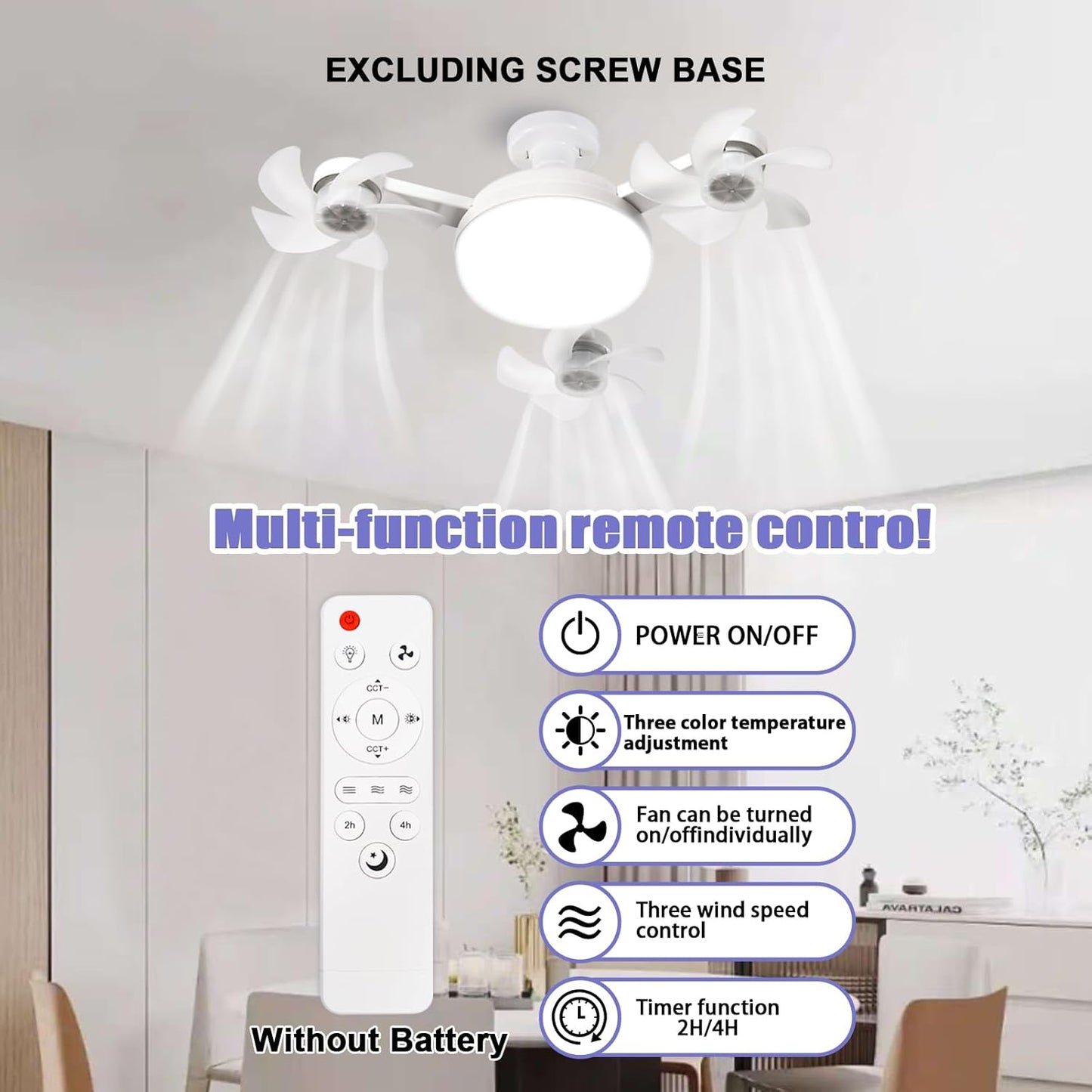 💡 Ceiling Fan Light Bulb | Easy Install 3-Speed Fan Lamp