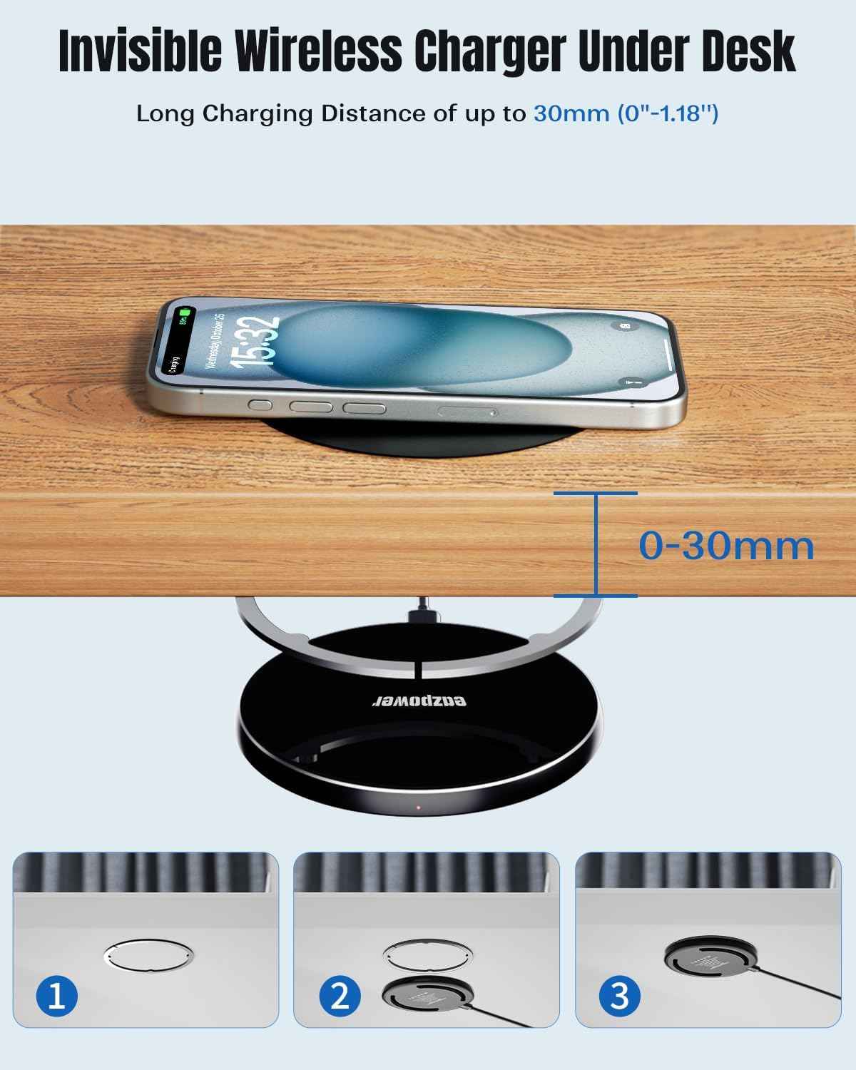 ⚡Desk Wireless Charger – Hidden Design, Maximum Convenience