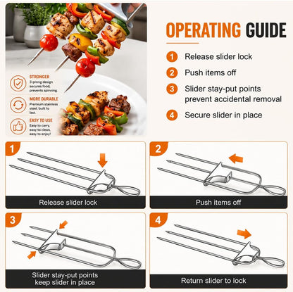 🔥 Reusable Grilling Skewers | BBQ Kabob Set with Storage Bag