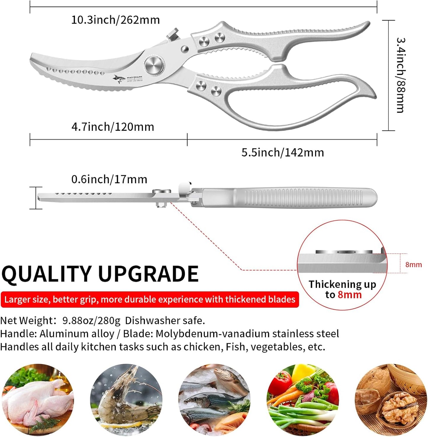 ✂️ Heavy-Duty Multifunction Kitchen Shears -Fish Scaler🐟 Bottle Opener🍾Safety Lock 🔪