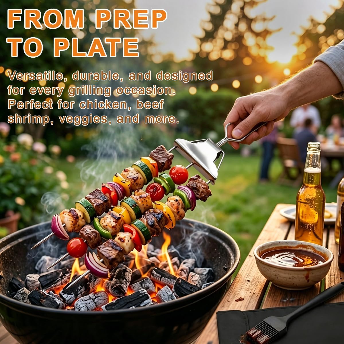 🔥 Reusable Grilling Skewers | BBQ Kabob Set with Storage Bag