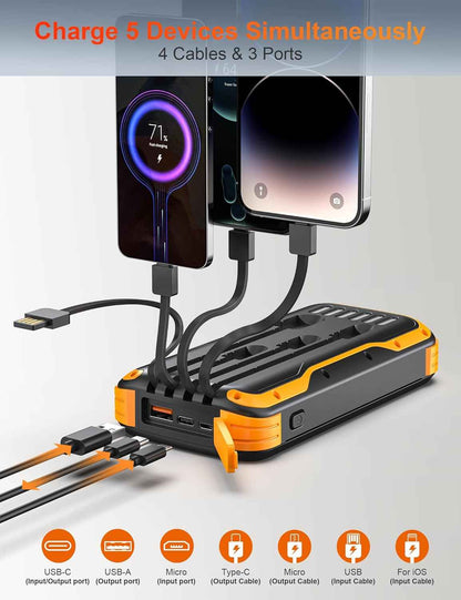 🔥Last Day 60% OFF-Solar Power Bank 40000mAh, Portable Charger PD 20W Fast Charging
