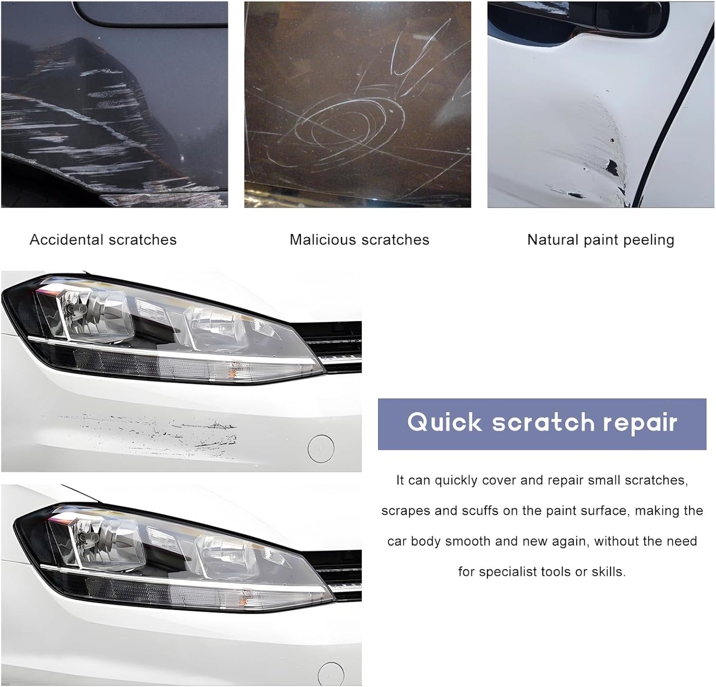 🚗 2PCS Car Scratch Repair Pens | Magic Touch Up Paint Tool