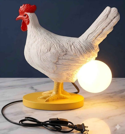 Funny Chicken Night Light Lamp – Small Standard E12 Rooster Laying Egg Light, Farmhouse Table Decor, Unique Birthday Gifts for Chicken Lovers, Quirky Room Decor for Kids & Adults (Includes Bulb)