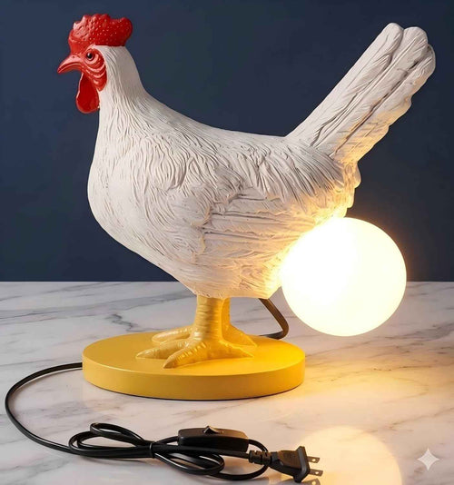 Funny Chicken Night Light Lamp – Small Standard E12 Rooster Laying Egg Light, Farmhouse Table Decor, Unique Birthday Gifts for Chicken Lovers, Quirky Room Decor for Kids & Adults (Includes Bulb)