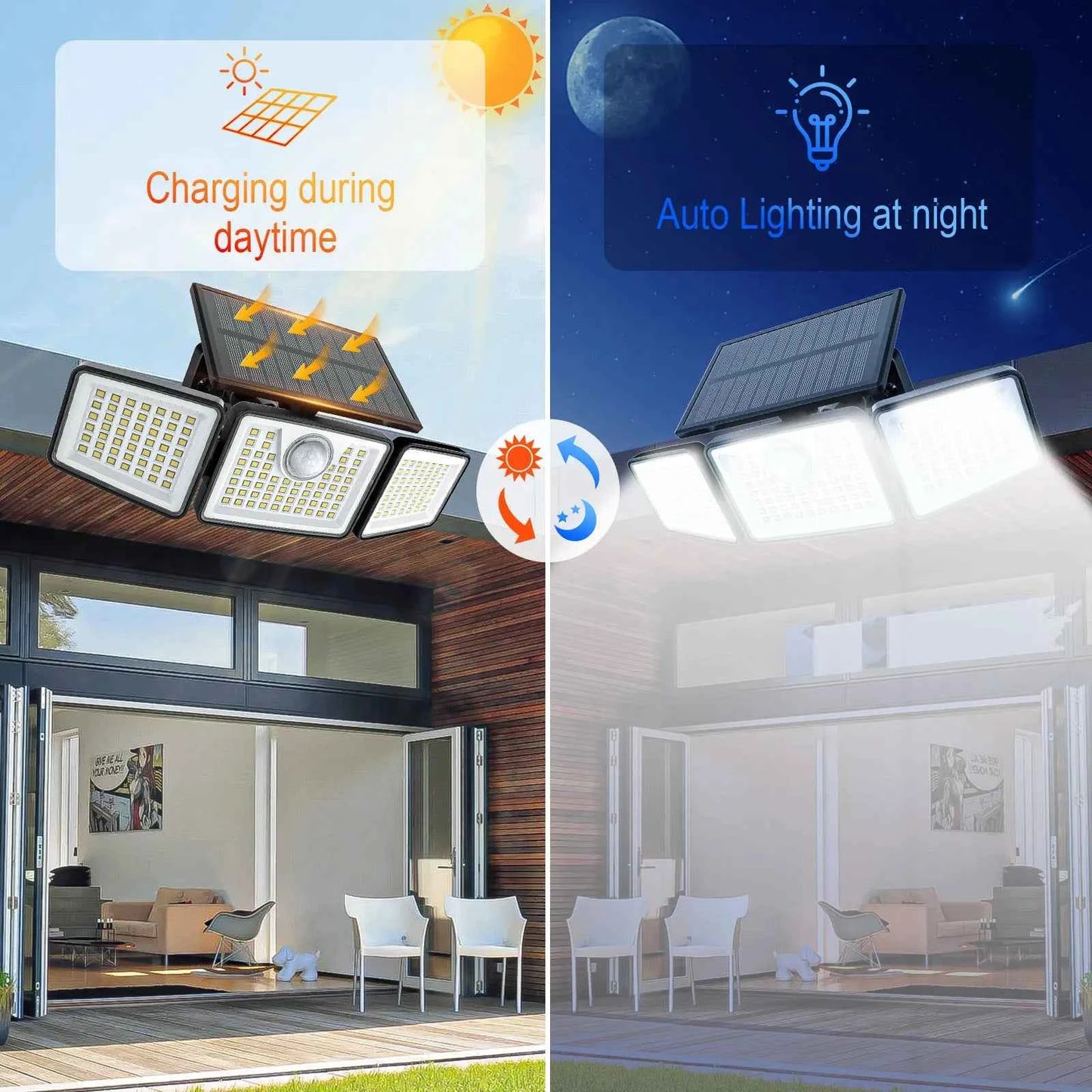 🌙 2500LM Solar Lights | Motion Sensor Outdoor Security Lighting