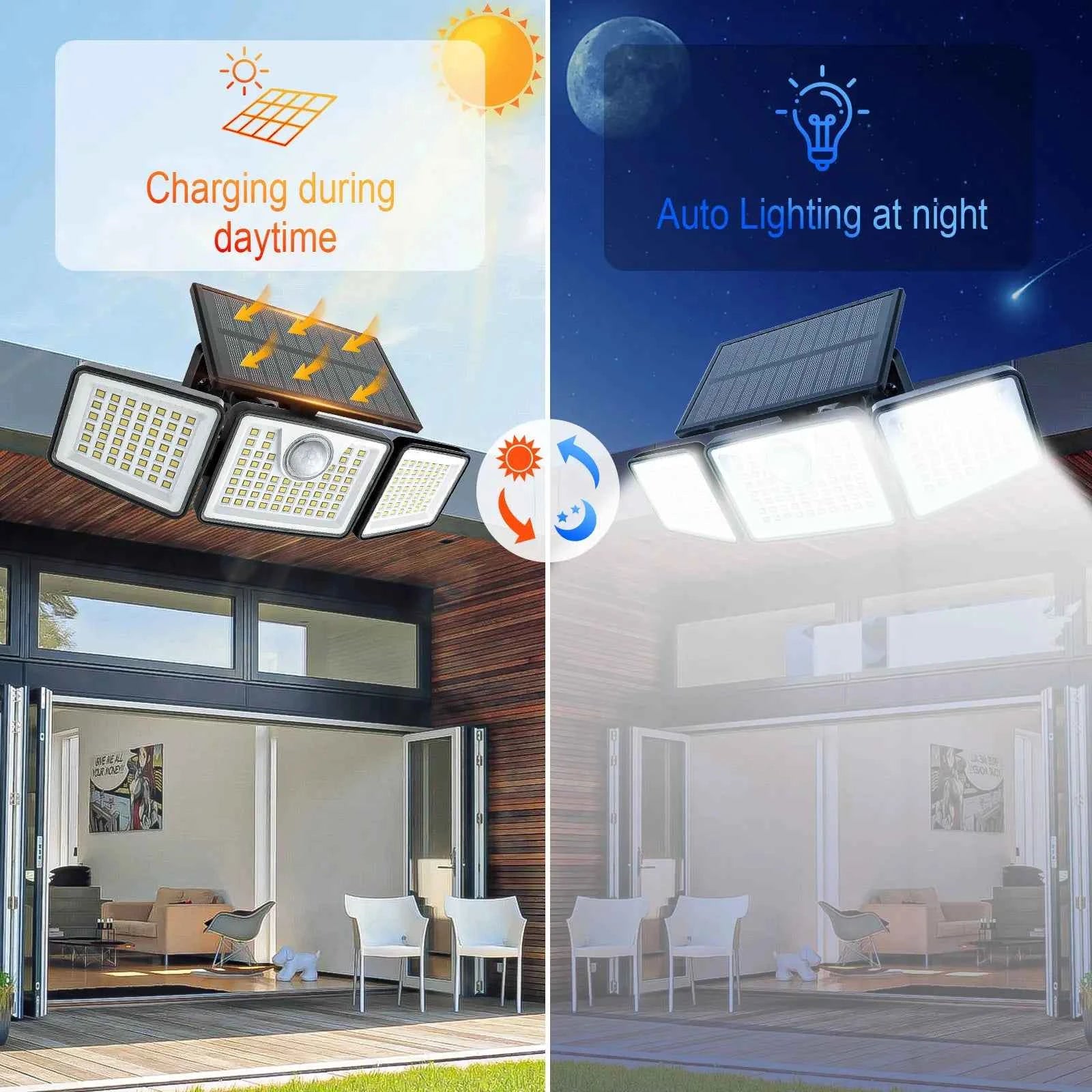 🌙 2500LM Solar Lights | Motion Sensor Outdoor Security Lighting
