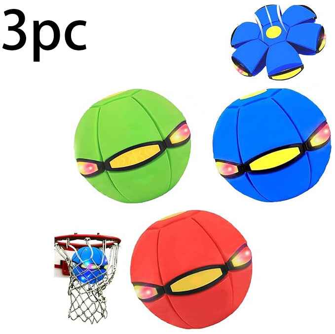 🏀✨ Magic Flying Saucer Ball with LED Lights | Transforming Bouncy Toy