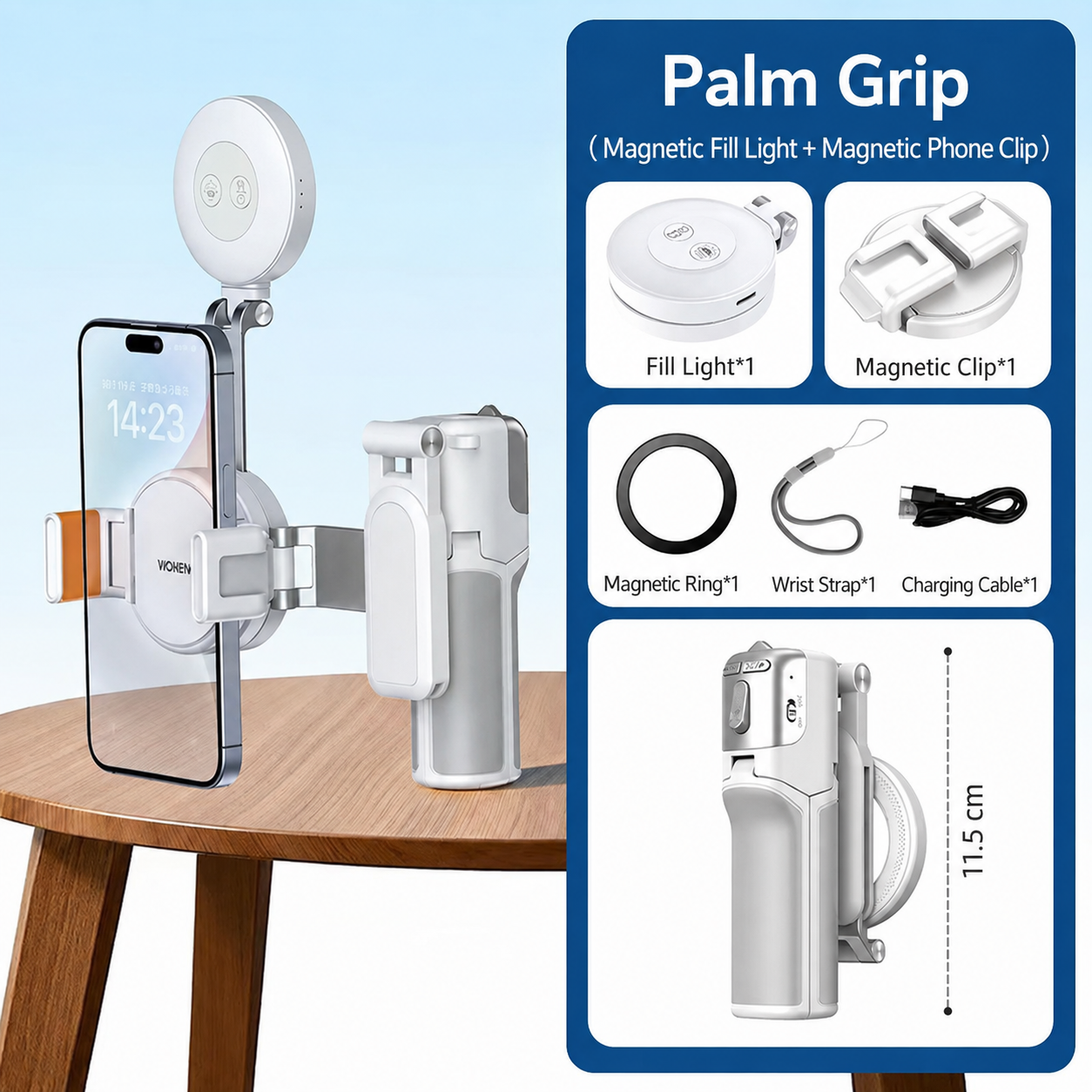 ✨4-in-1 Magnetic Phone Camera Grip – Tripod, Selfie Stick & Zoom Control📸