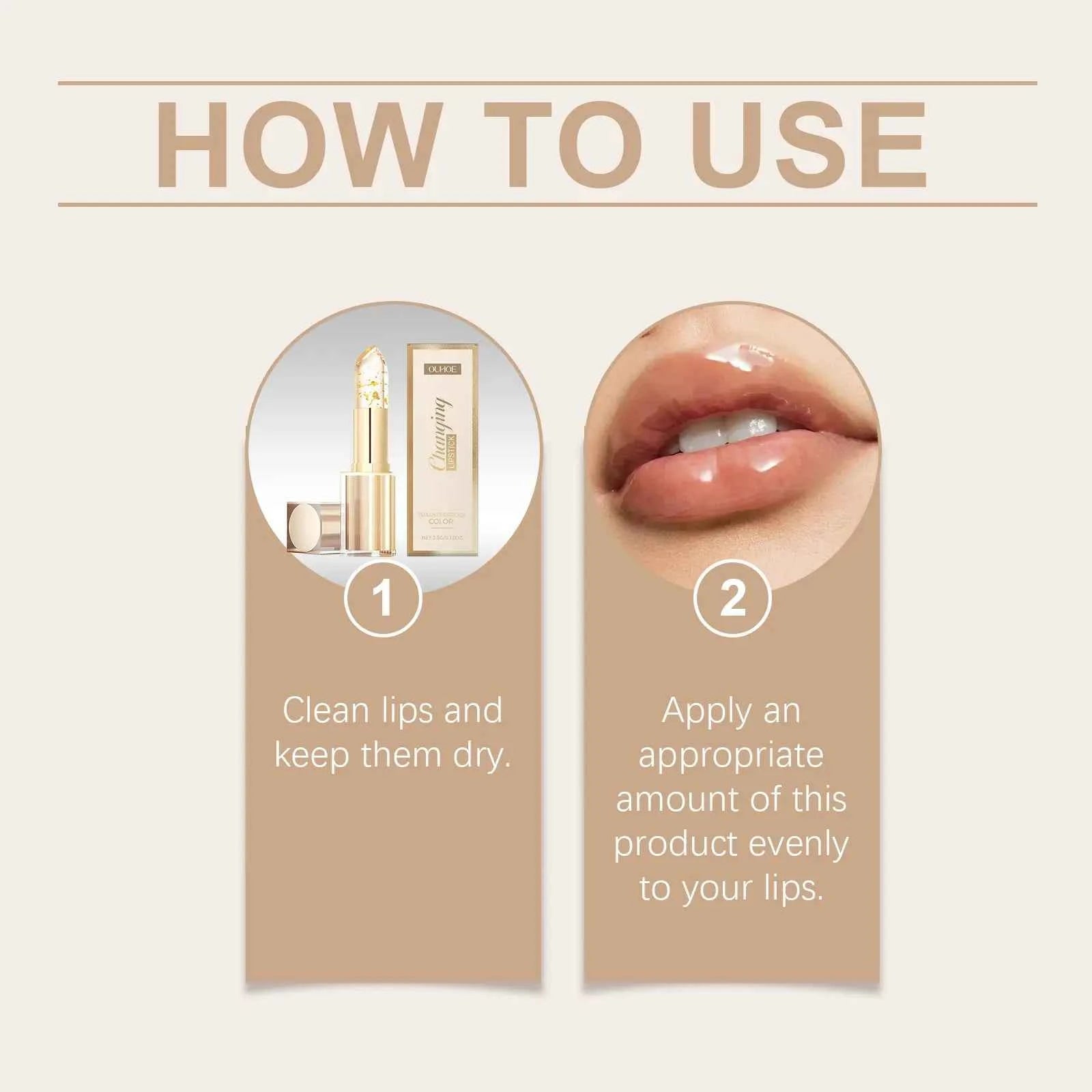 ✨ Color Changing Lipstick | Gold Crystal Moisturizing Lip Gloss