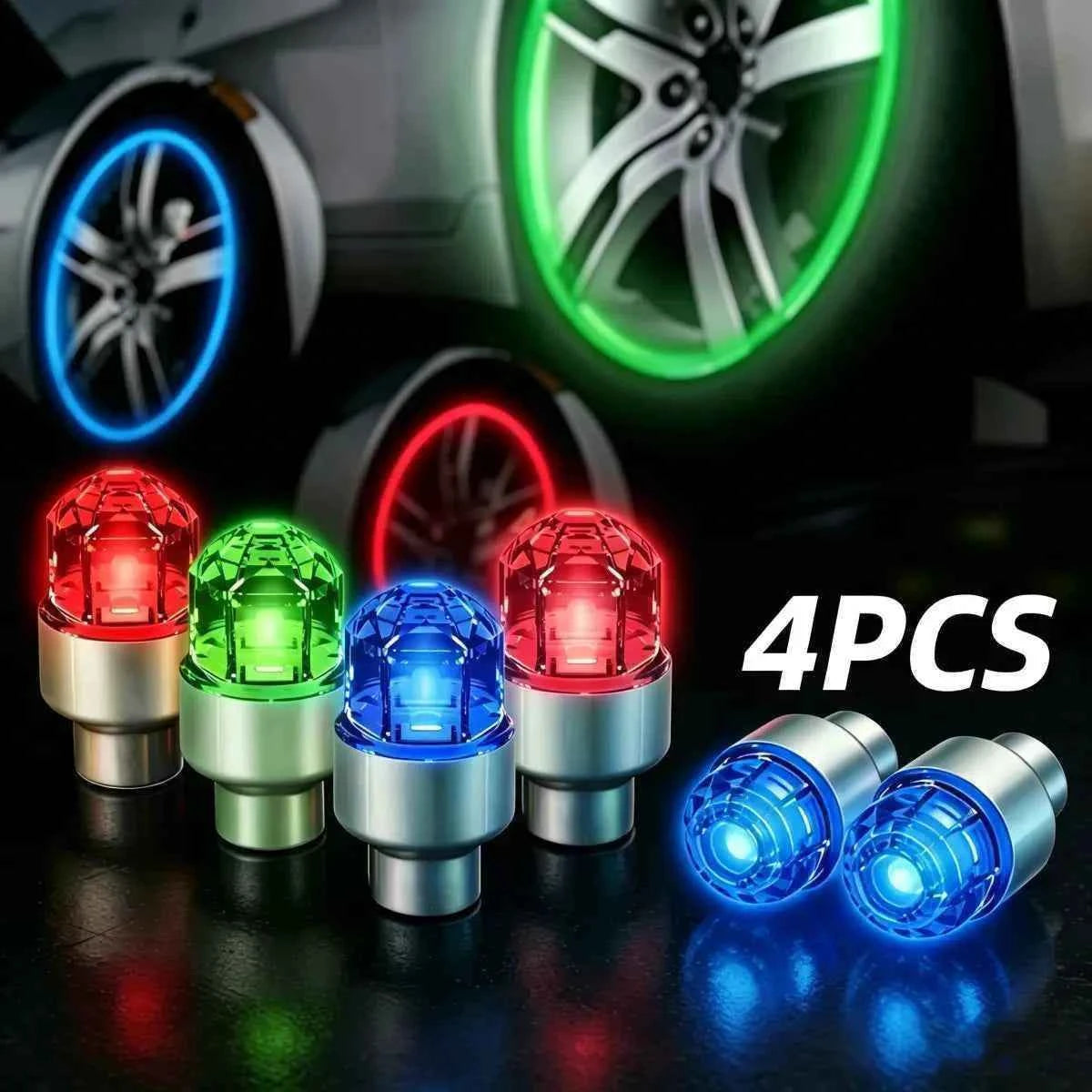 🚗 LED Wheel Light Valve Caps | Waterproof Vibration-Sensitive Glow