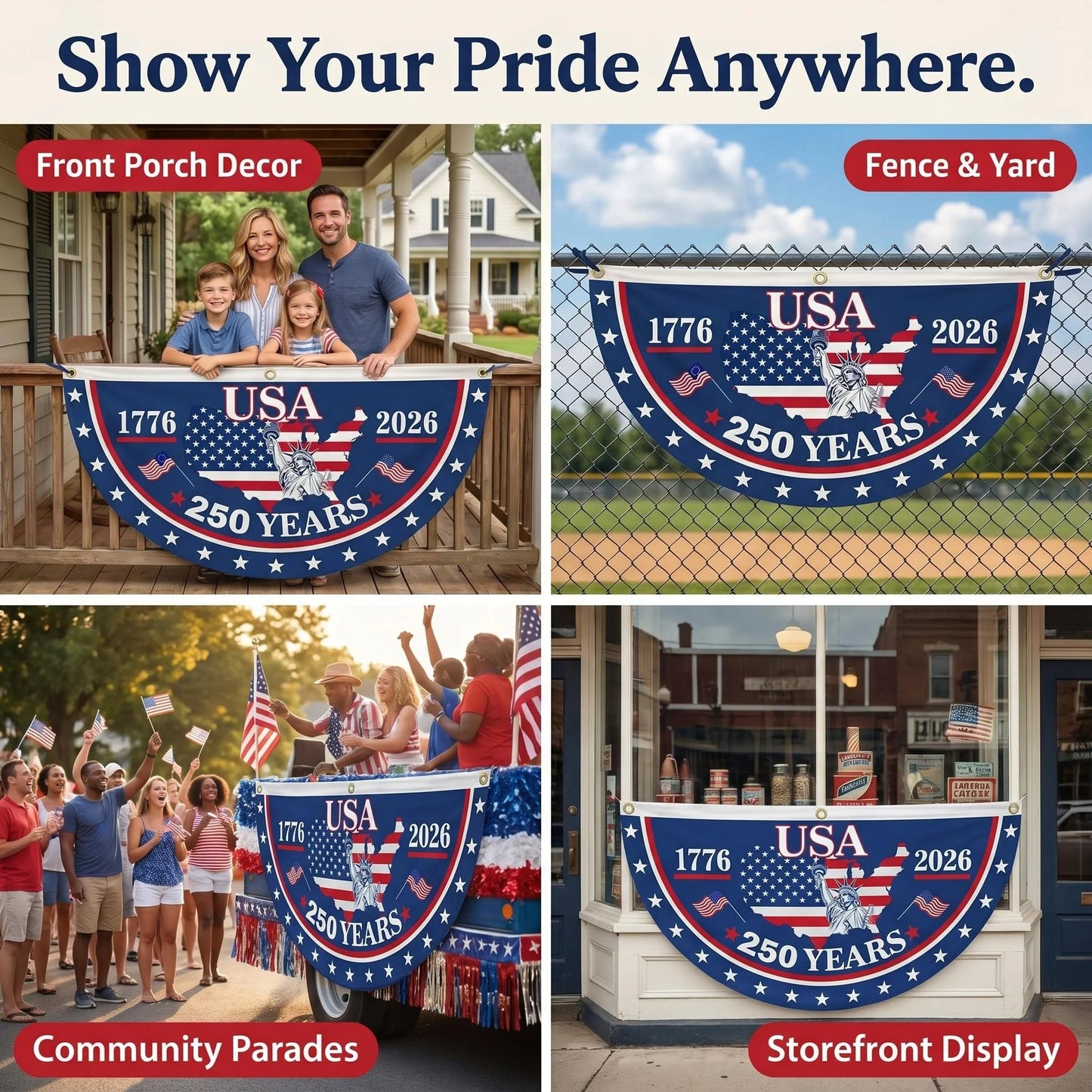 🗽USA 100% Veteran Owned / Handcrafted in USA-250th Anniversary Banners