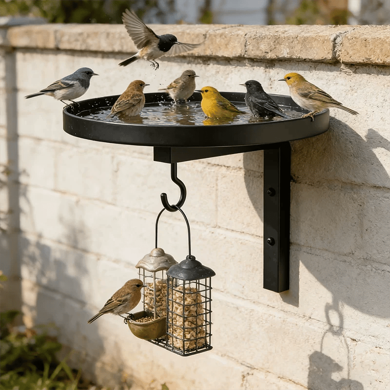 📢📢40% OFF !!!⏰Wall-Mounted Metal Bird Bath – Antique Bronze Finish 🐦🛁🧱🏡