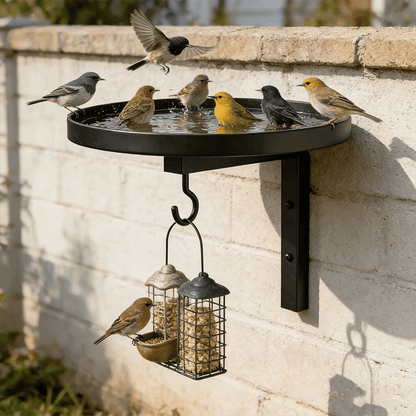 📢📢40% OFF !!!⏰Wall-Mounted Metal Bird Bath – Antique Bronze Finish 🐦🛁🧱🏡