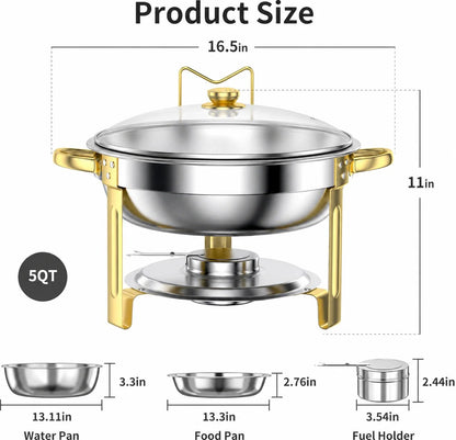 🍽️ PrimeHostTM Chafing Dish Buffet Set – 58% OFF | Stainless Steel Food Warmer with Crystal Lid | 5QT Party Catering Chafer 🥂