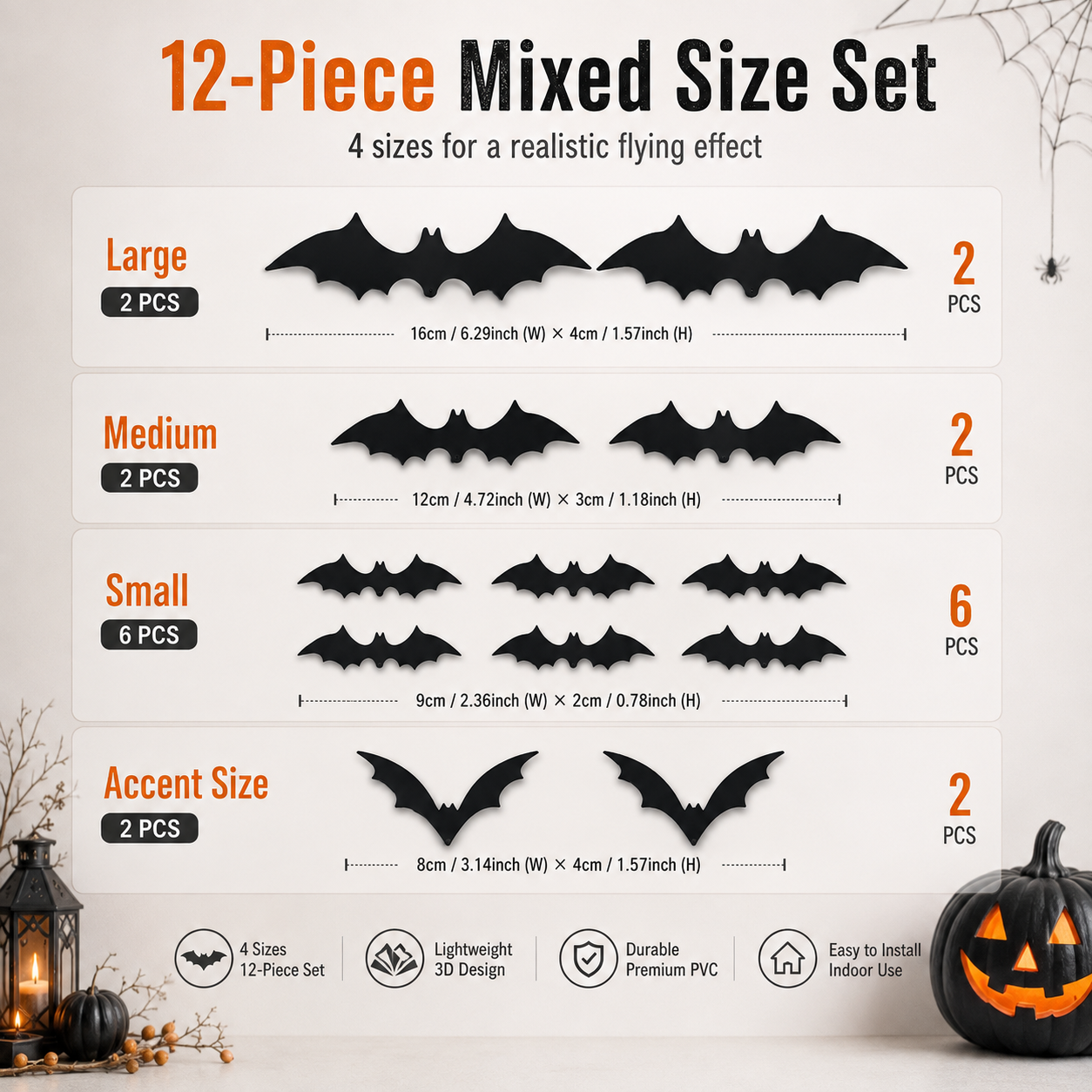 👻✨ 3D Flying Bat Decorations | Colorful LED Halloween Decor for Walls, Doors & Windows