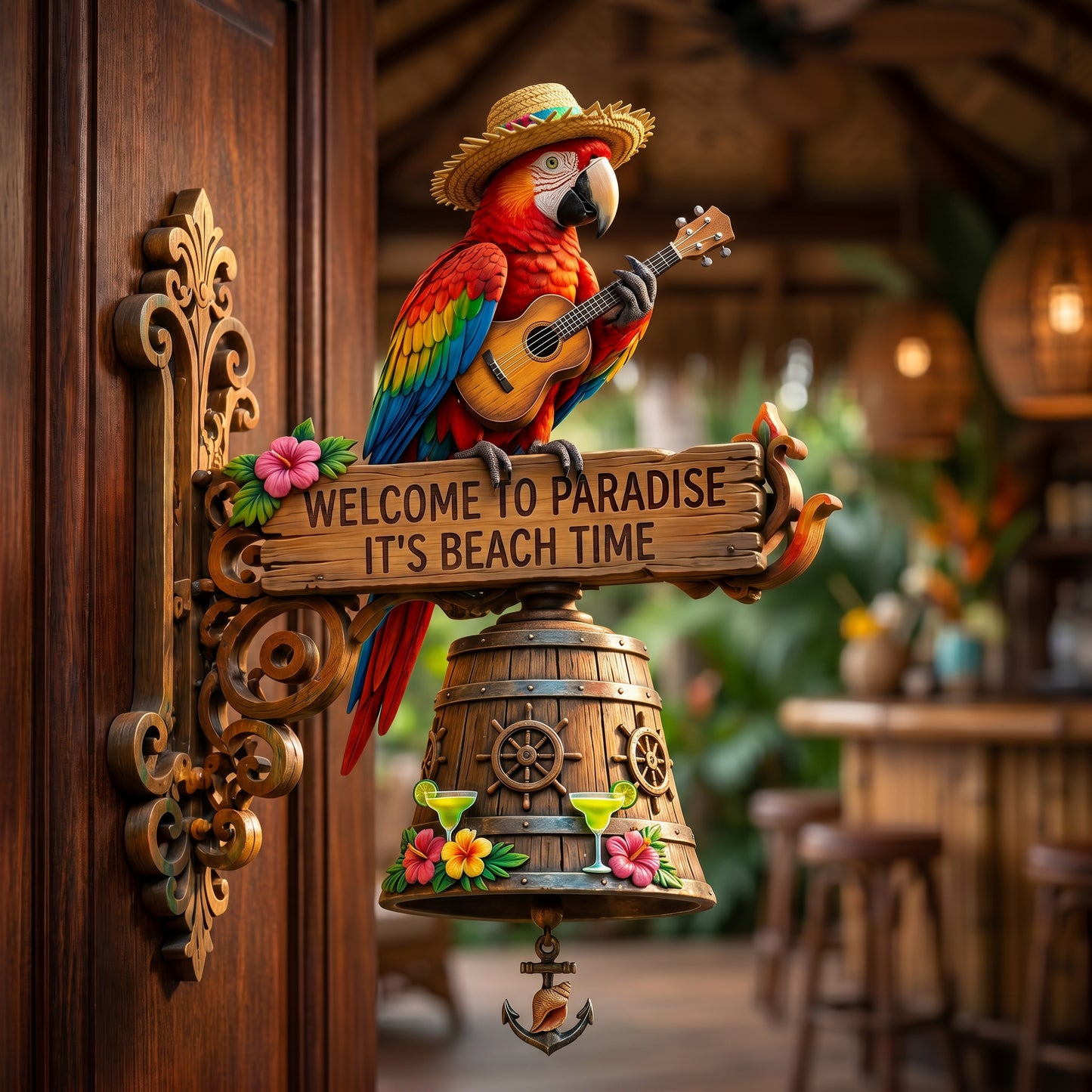 🔥Last Day 49% OFF Sola🔥-🐠 "Island Vibes Lover Paradise Welcome to Paradise" Tropical Wall Bell