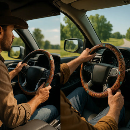 🤠 Give Your Ride That Wild West Energy🛞Western Cowboy Steering Wheel Cover