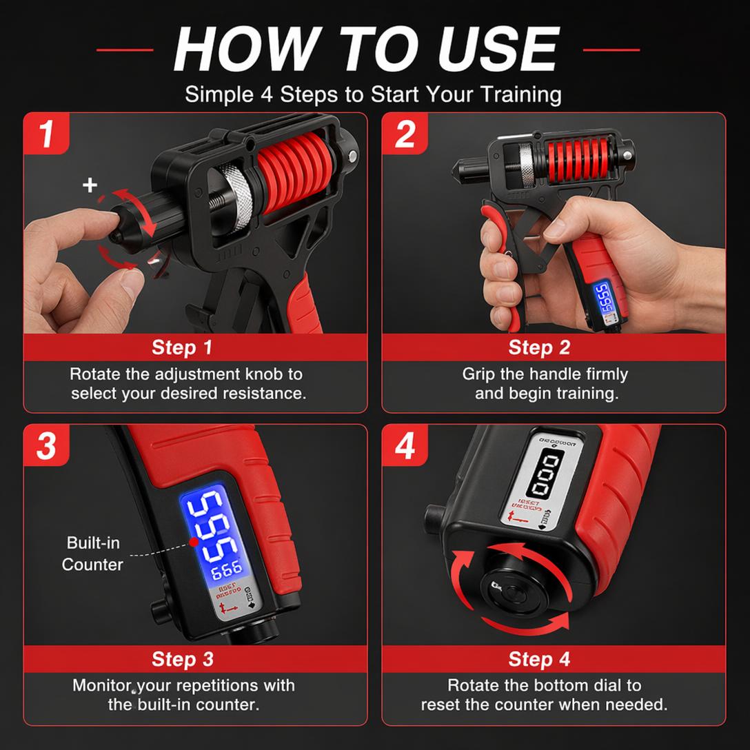🔥Limited Time 49% Off💪Adjustable Hand Grip Strengthener with Counter