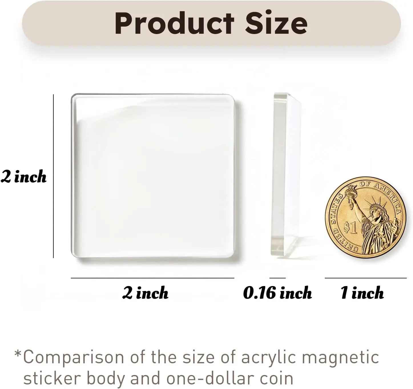 🎞✂10 Pack  2" x 2" Clear Acrylic DIY Fridge Magnet Set with Adhesive Backing – Square Magnetic Photo Frames with Stunning 3D Effect 💕