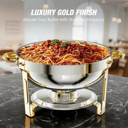 🍽️ PrimeHostTM Chafing Dish Buffet Set – 58% OFF | Stainless Steel Food Warmer with Crystal Lid | 5QT Party Catering Chafer 🥂