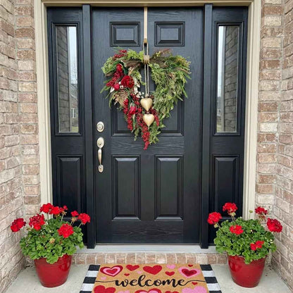 ❤️ Mother’s Day Farmhouse Heart Wreath: Gold Bells, Red Roses & Berries🎉