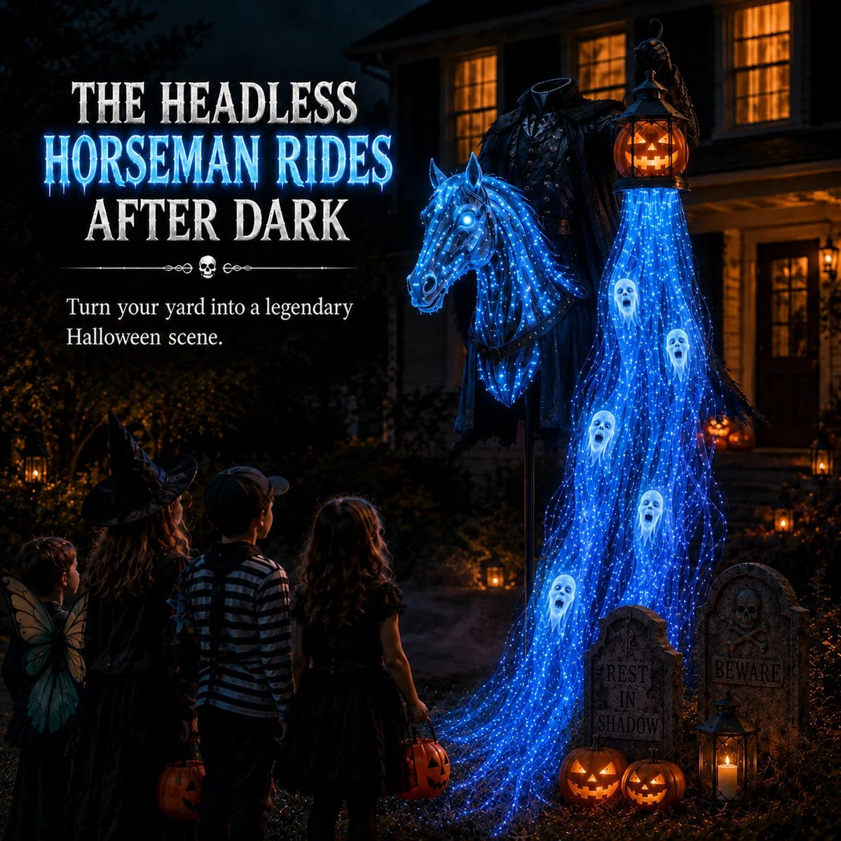 🔥 51% OFF Today Only – 🎃 Haunted Headless Horseman Halloween Yard Light | Animated Spooky Outdoor Garden Decoration 💀