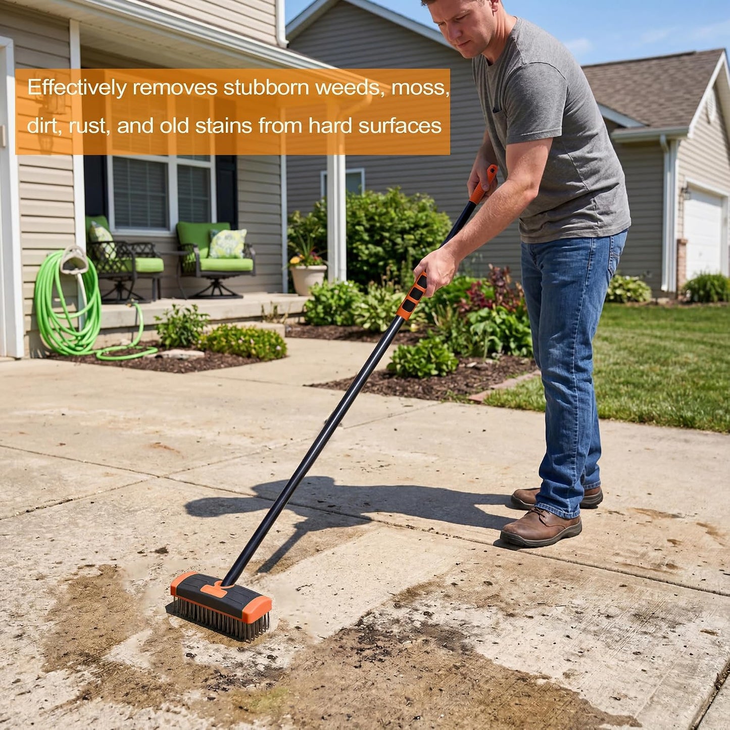 🌱🛠️ Limited Offer 49% OFF✨ Long Handle Weeding & Scrubbing Brush | Remove Moss, Rust, Stains & Tough Grime