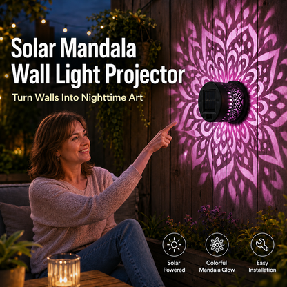 🌟65K+ Happy Garden Lovers! 🪐 Mandala Solar Projection Light | Creates Stunning Nighttime Patterns Instantly 🌙