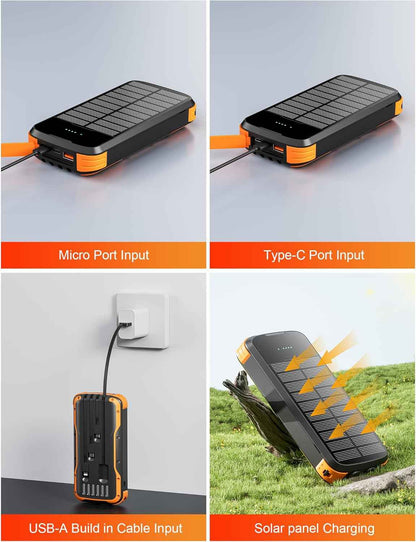 🔥Last Day 60% OFF-Solar Power Bank 40000mAh, Portable Charger PD 20W Fast Charging