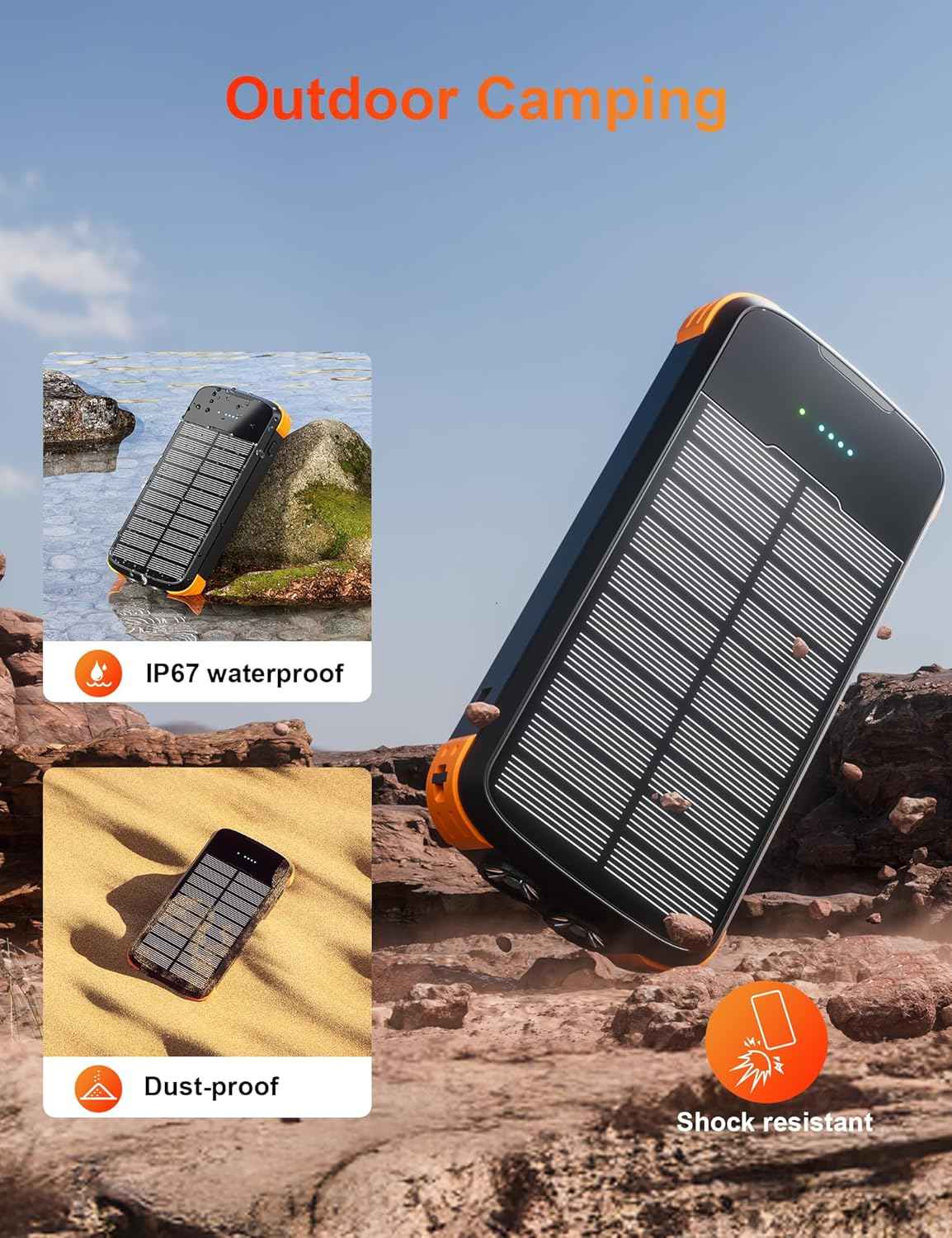 🔥Last Day 60% OFF-Solar Power Bank 40000mAh, Portable Charger PD 20W Fast Charging