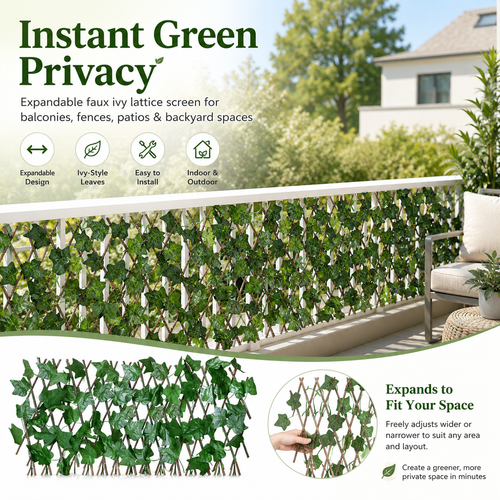 🏡 Hide Ugly Fences & Add Privacy Fast – Expandable Faux Ivy Screen 🌿