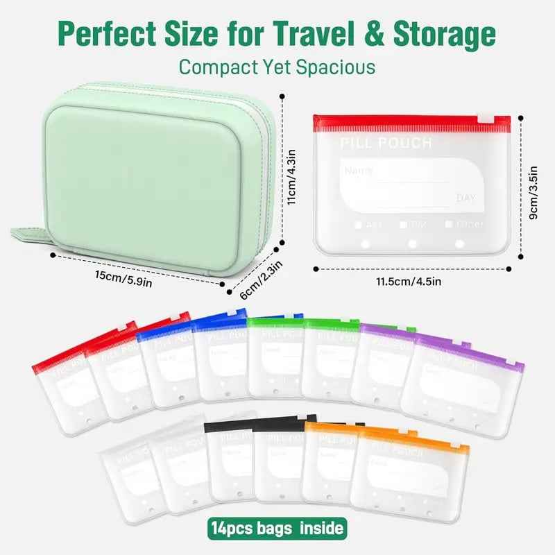 💊A8 Waterproof Pill Pouch Set – 7 to 14 Days of Meds & Vitamins💧Waterproof & Crush-Resistant Shell