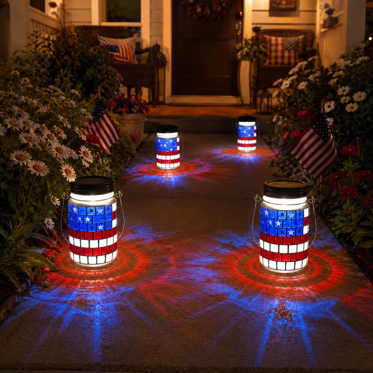 🎆 4th of July Solar Patriotic Mason Jar Lantern🏮