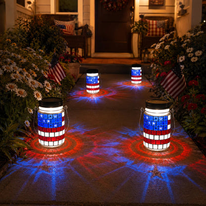 🎆 4th of July Solar Patriotic Mason Jar Lantern🏮