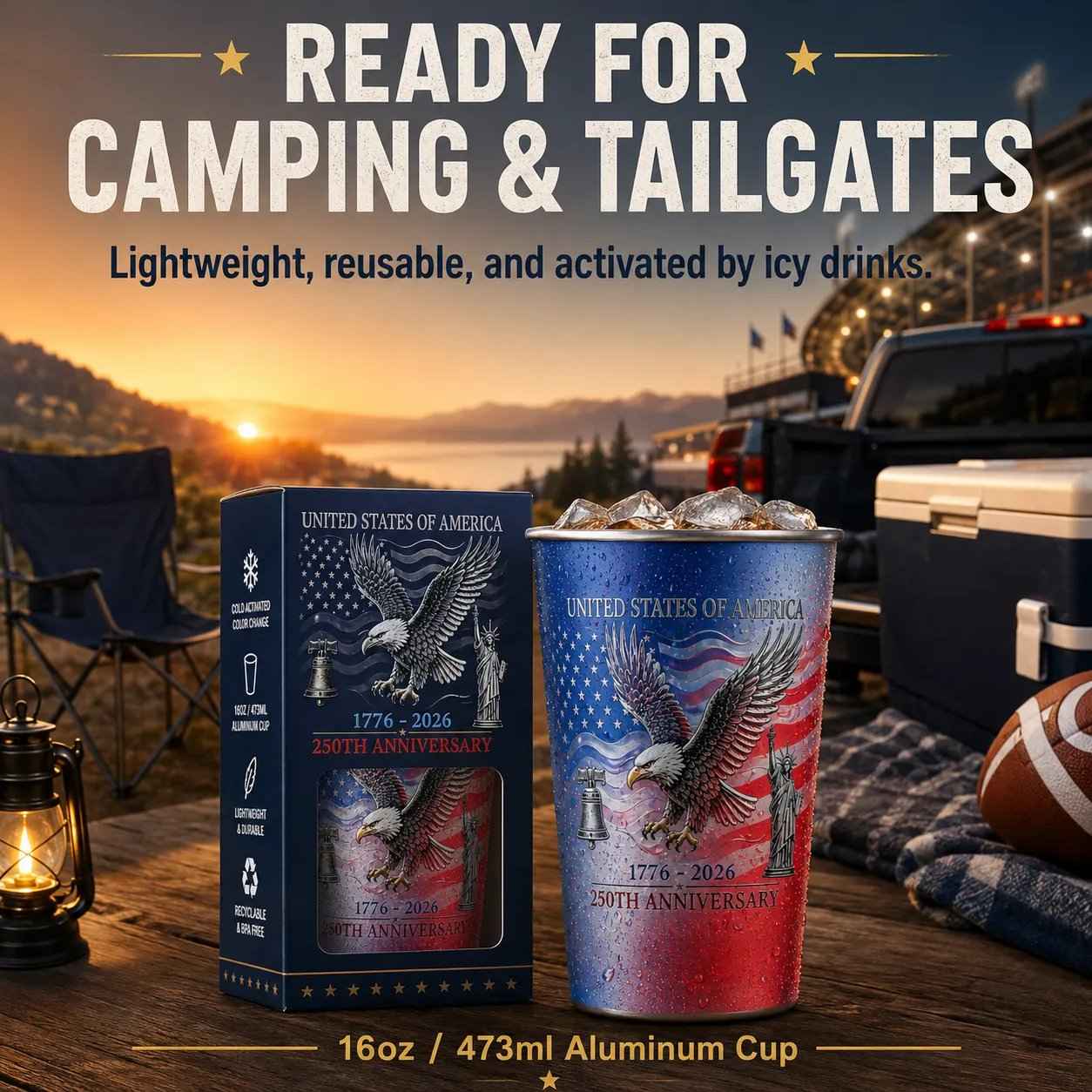 🔥Last Day 50% OFF 🦅 Pour Ice-Cold Beer | USA 250th Anniversary Color Changing Cup 🎉