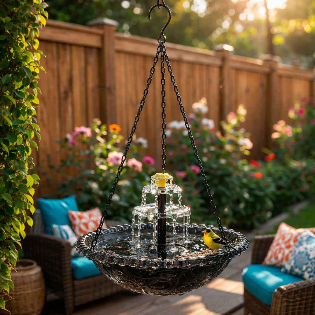🐦 Solar Bird Bath Fountain | Hanging Cascade Garden Decor