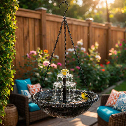 🐦 Solar Bird Bath Fountain | Hanging Cascade Garden Decor