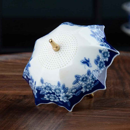 🏆Limited Time Sale 49% OFF☂️☕5 thousand years Blue and White Porcelain Umbrella Tea Infuser Set
