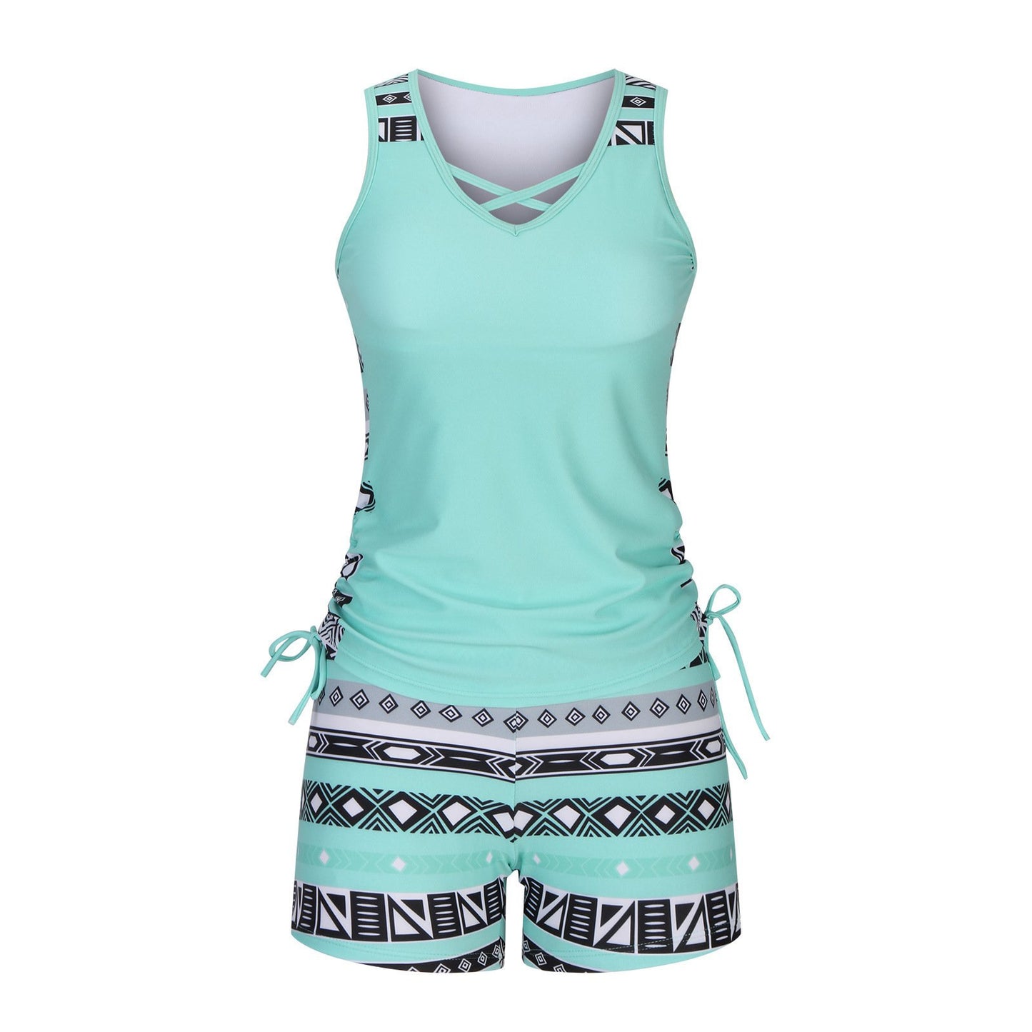 ⏰LAST DAY 48% OFF - Miraclesuit Women's Tummy Control Tankini Set with Built-In Bra – Flattering Boho Swimwear with Shorts🔥