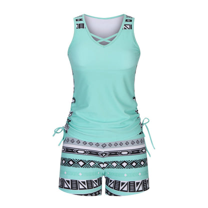 ⏰LAST DAY 48% OFF - Miraclesuit Women's Tummy Control Tankini Set with Built-In Bra – Flattering Boho Swimwear with Shorts🔥