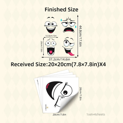 🔥Cartoon Face Stickers, Self-Adhesive Removable Decals with Glossy Finish, Multi-Surface Decor