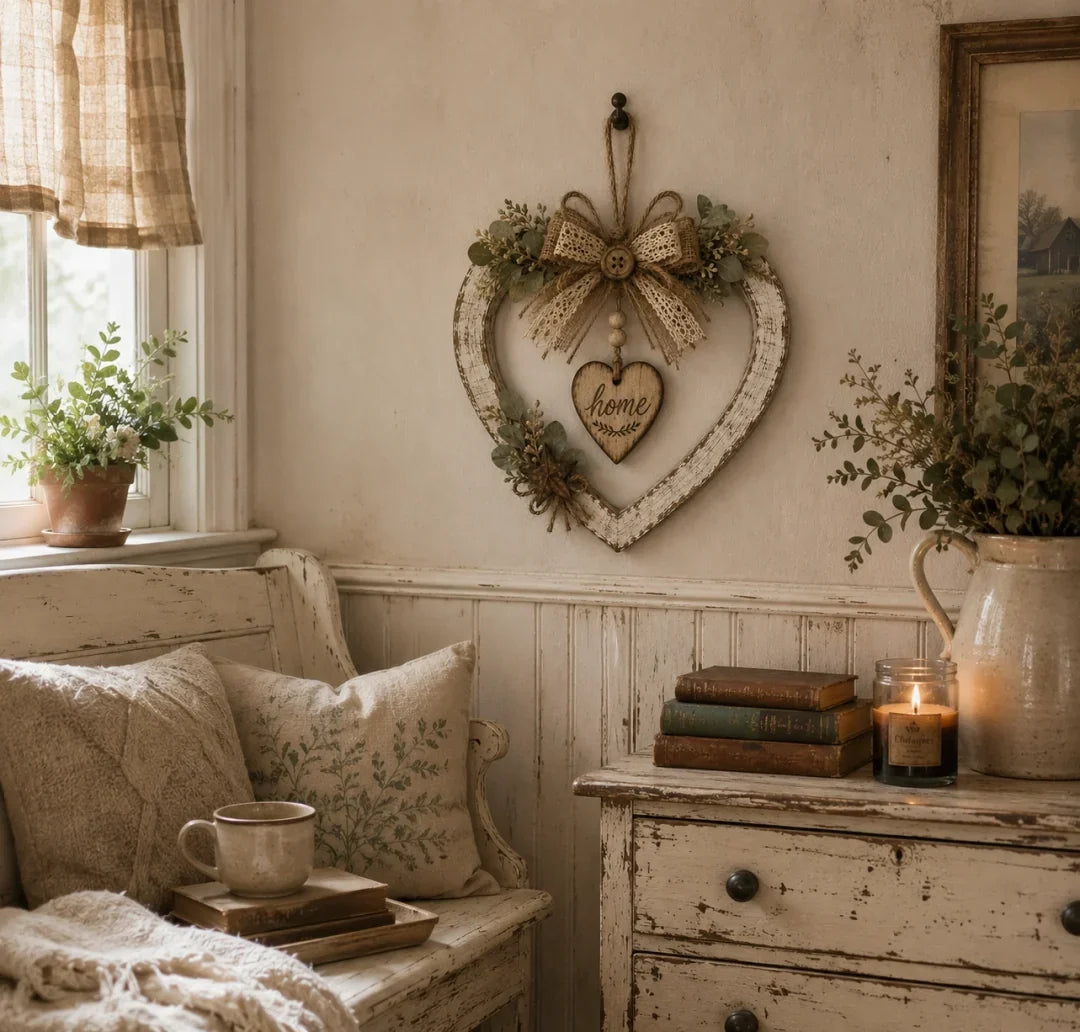 🌾✨ Limited Time 20% OFF🔥 Farmhouse “Home” Heart Wreath | Ready-to-Hang Rustic Decor for Doors & Walls