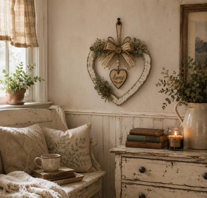 🌾✨ Limited Time 20% OFF🔥 Farmhouse “Home” Heart Wreath | Ready-to-Hang Rustic Decor for Doors & Walls