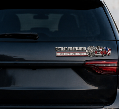 🚒 🔥 Retired Firefighter Metal Car Emblem | Show Your Firefighter Pride Wherever You Go