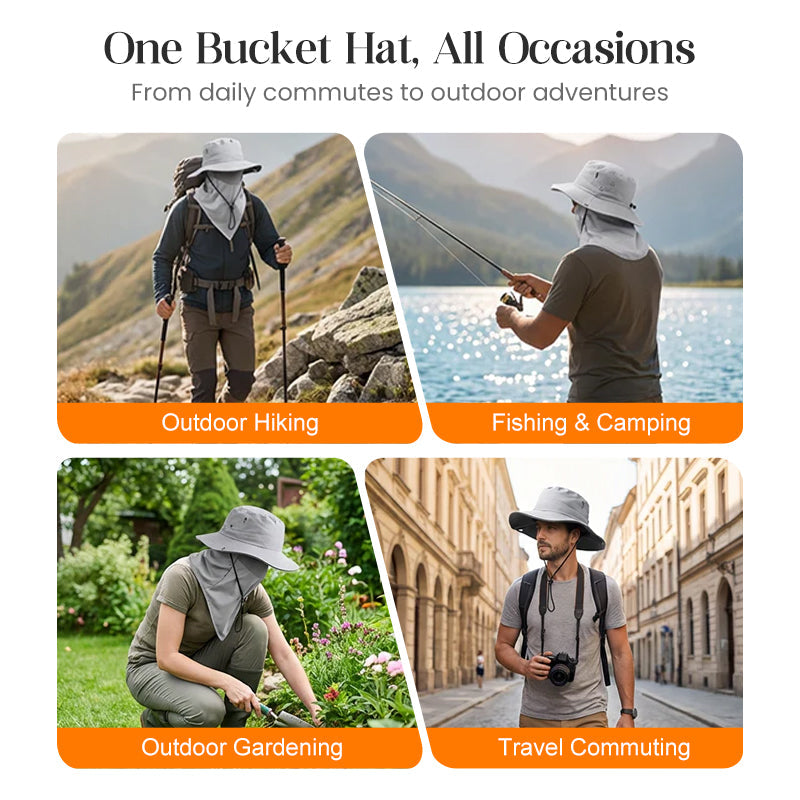 UV Protection Bucket Hat with Face Cover