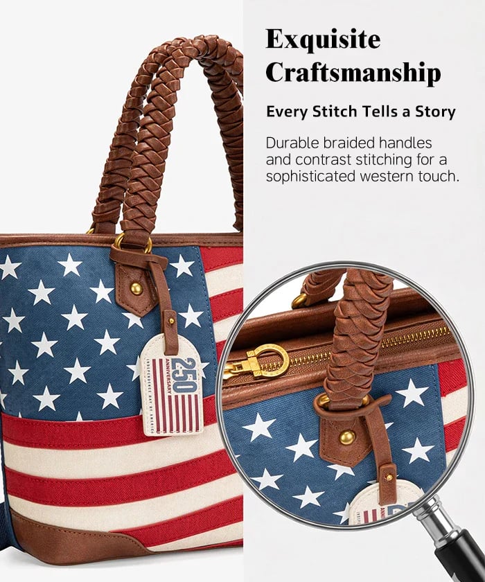 🔥50% OFF TODAY🔥 Vintage American Flag Tote Bag 🇺🇸 Western Patriotic Handbag for Women