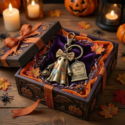👻50% OFF Halloween Boo Crew Ghost Keyring Floral Bow Patch Ghost Pumpkin Bag Decor Charm