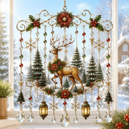 🎄✨ Christmas Stained Glass Suncatcher Wind Chime – Sparkling Crystal Drop Window Decor | 🔥 50% OFF