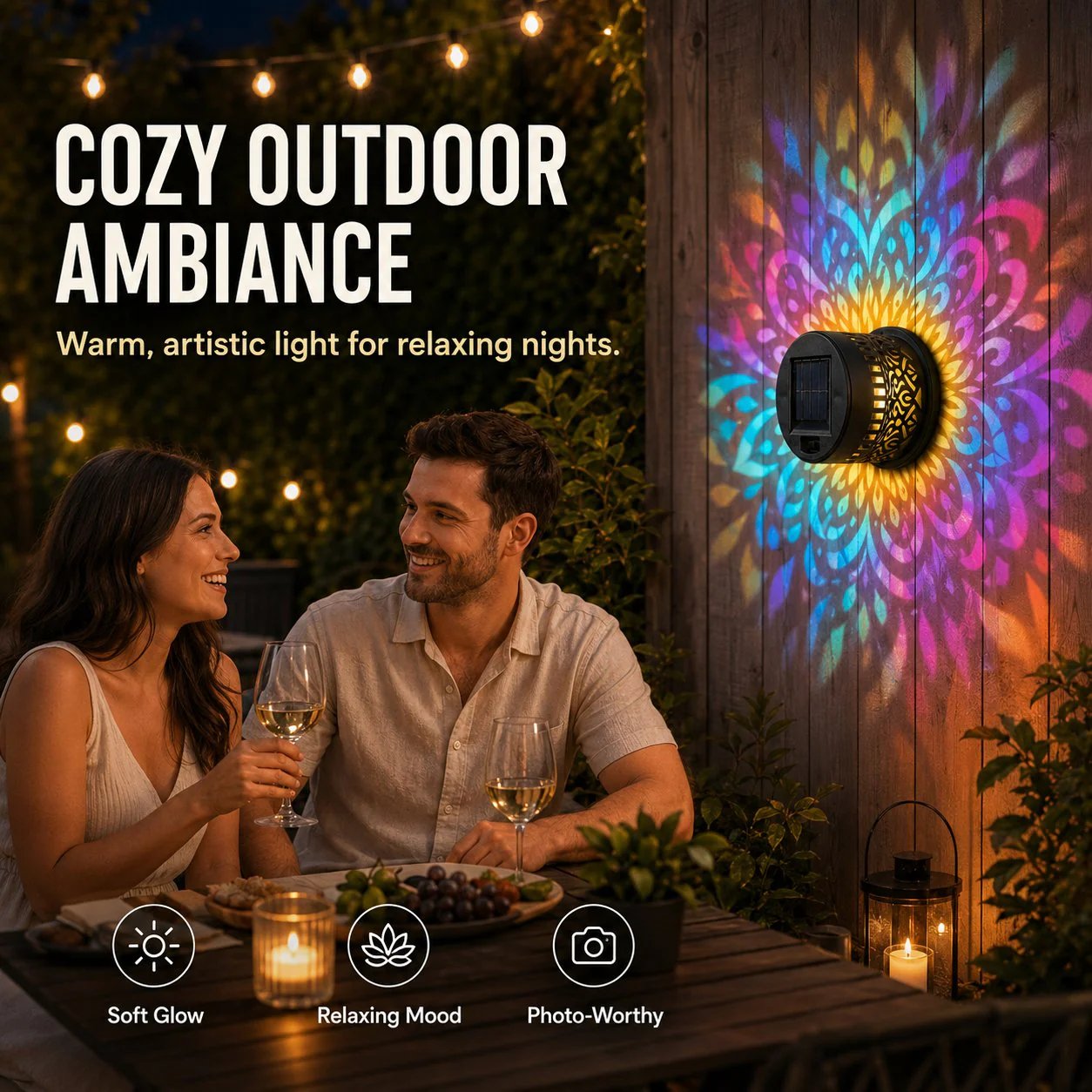 💖🏆Limited Time Sale 49% OFF🎁🏡Solar Mandala Wall Light Outdoor Garden Fence Projector Lamp Patio Ambient Decor